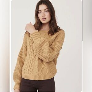 Free People Dream Cable Crew Neck Knit Sweater